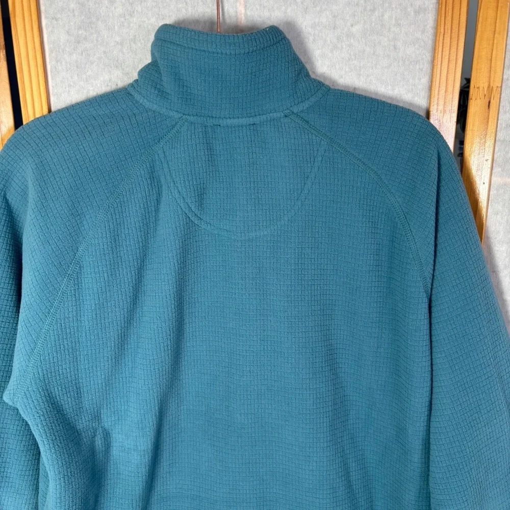 The North Face Pullover‎ Medium Teal Blue Waffle Knit Grid Fleece 1/4 Zip Mens